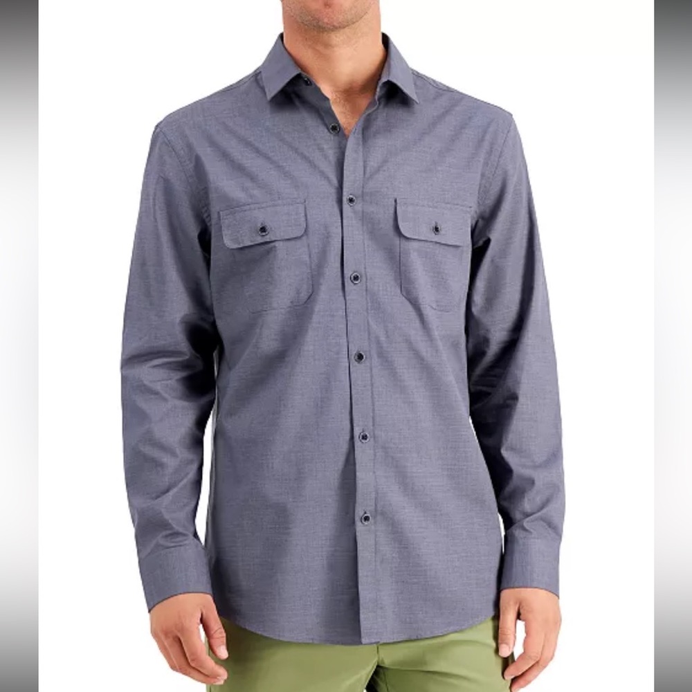 Alfani Men’s Warren Button Down Dress Shirt, Size Medium in Charcoal Grey